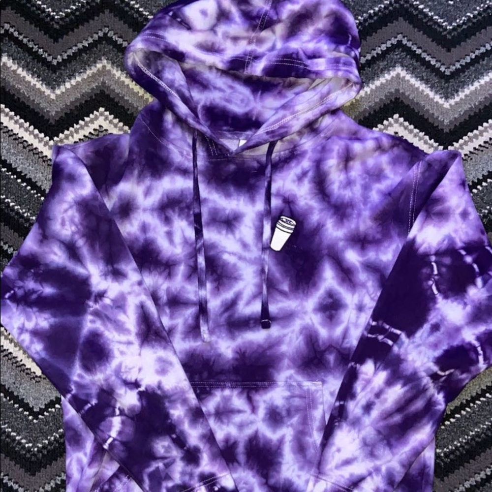 FourtiesNShorties Tye Dye Purple Double Cup Hoodie